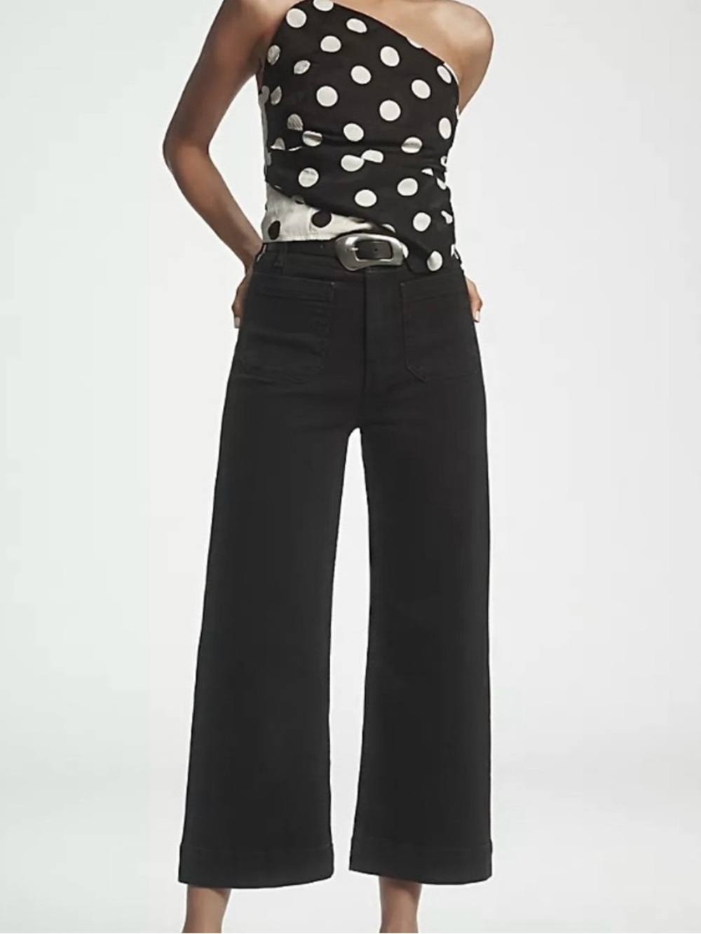 Anthropologie Maeve The Denim Colette Cropped Wide Leg Jeans in Black (Size 27) - Picture 2 of 8